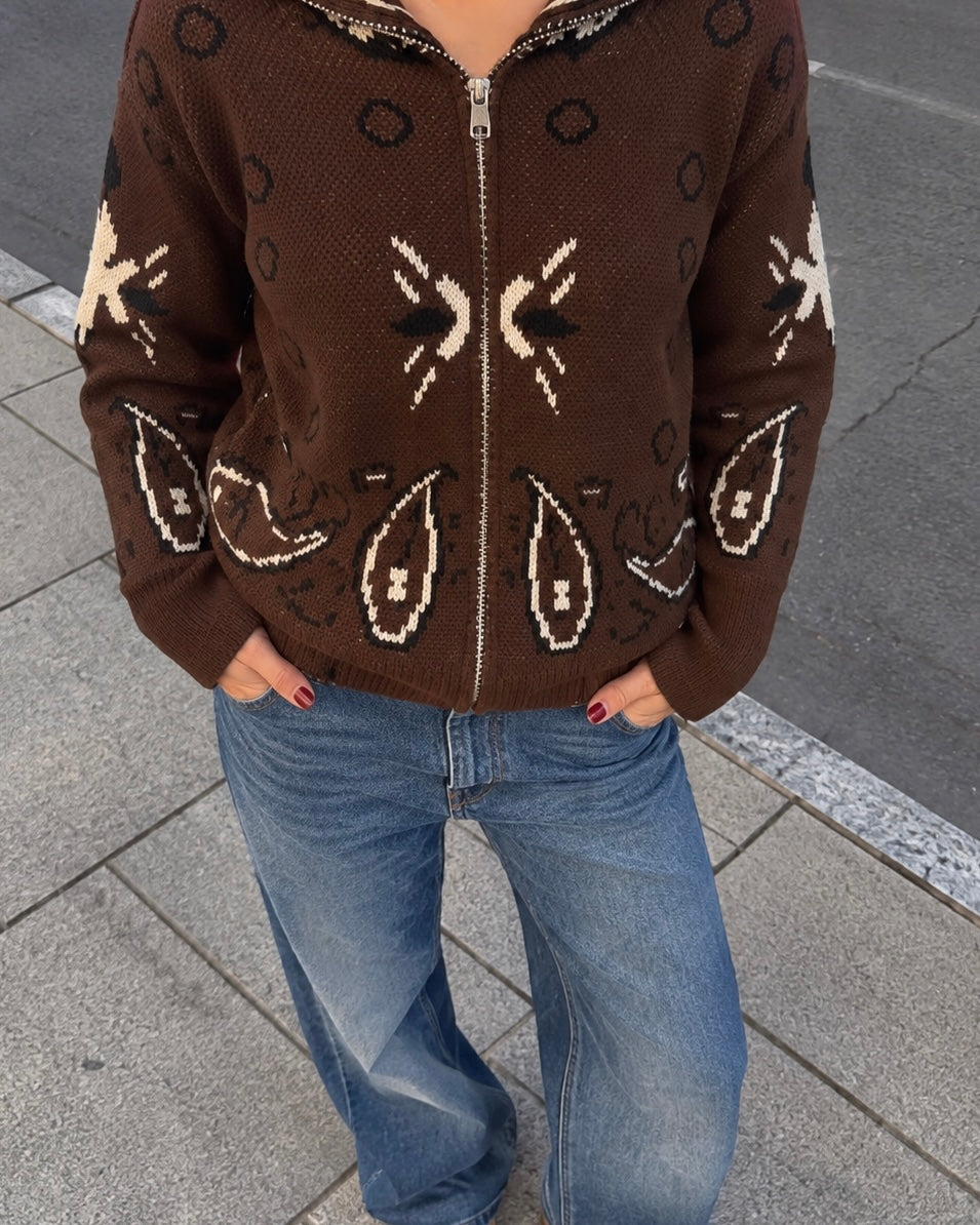 Giacca cardigan bandana con zip