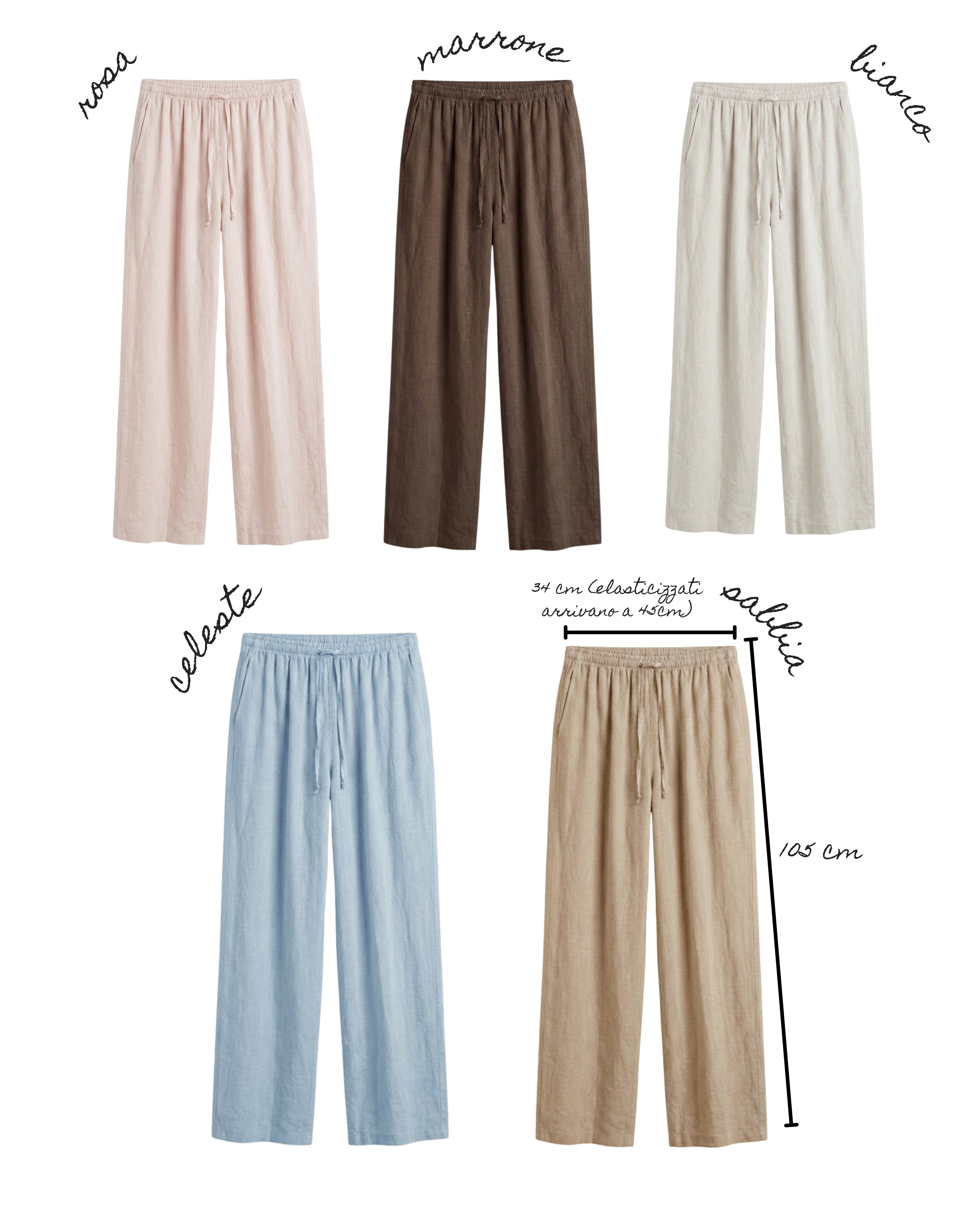 Pantaloni 55% lino 45% cotone