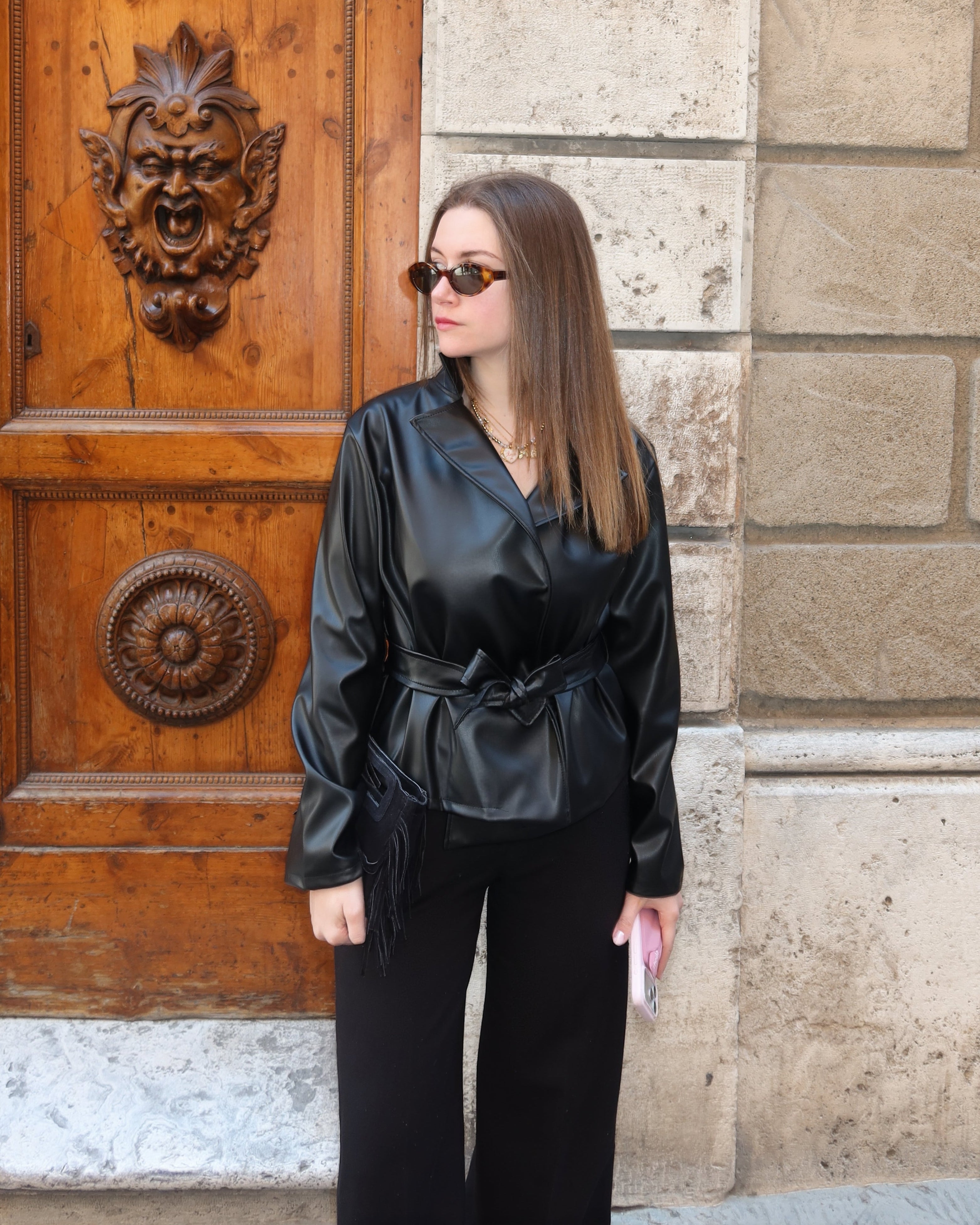 Giacca blazer similpelle