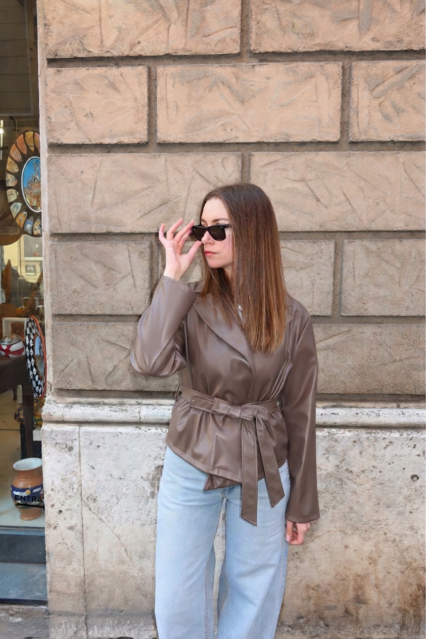 Giacca blazer similpelle