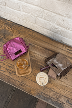 Borsa frange vera pelle laminata