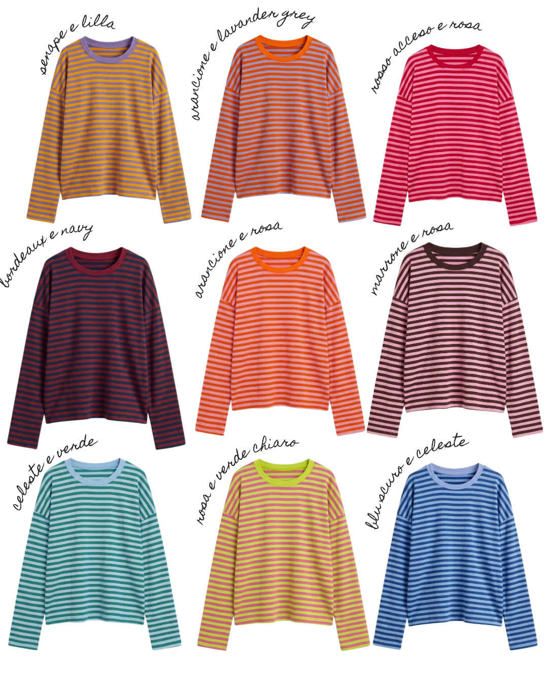 Maglietta a righe maniche lunghe