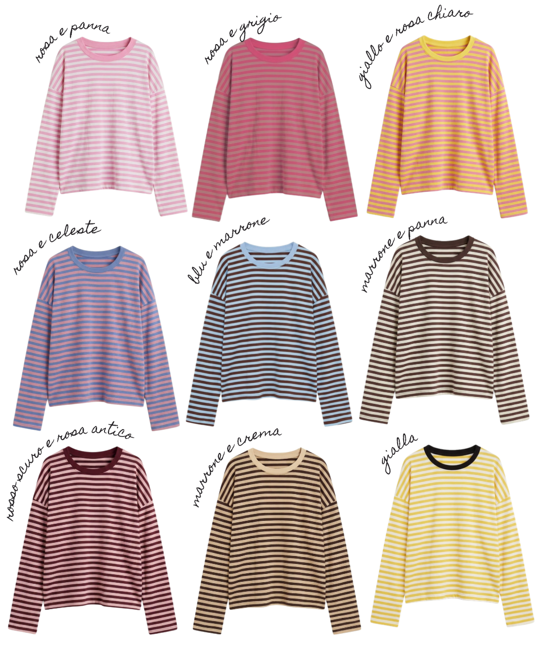 Maglietta a righe maniche lunghe