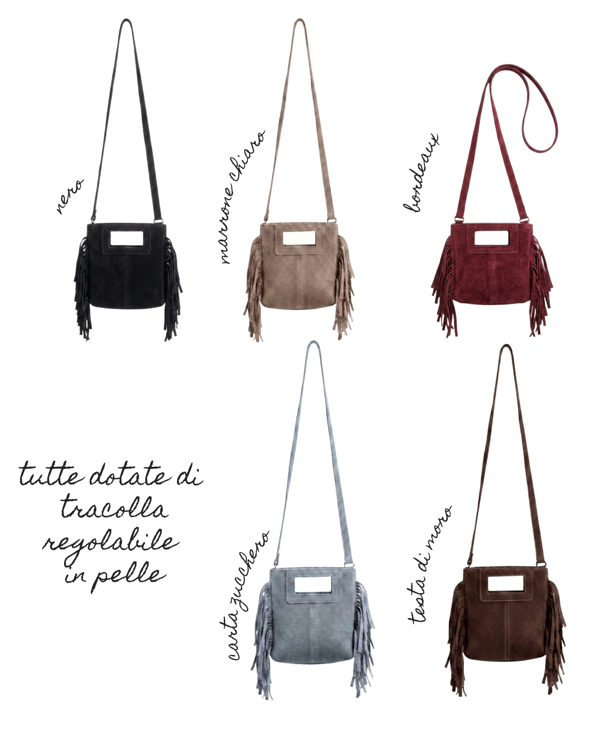 Borsa frange grande vera pelle