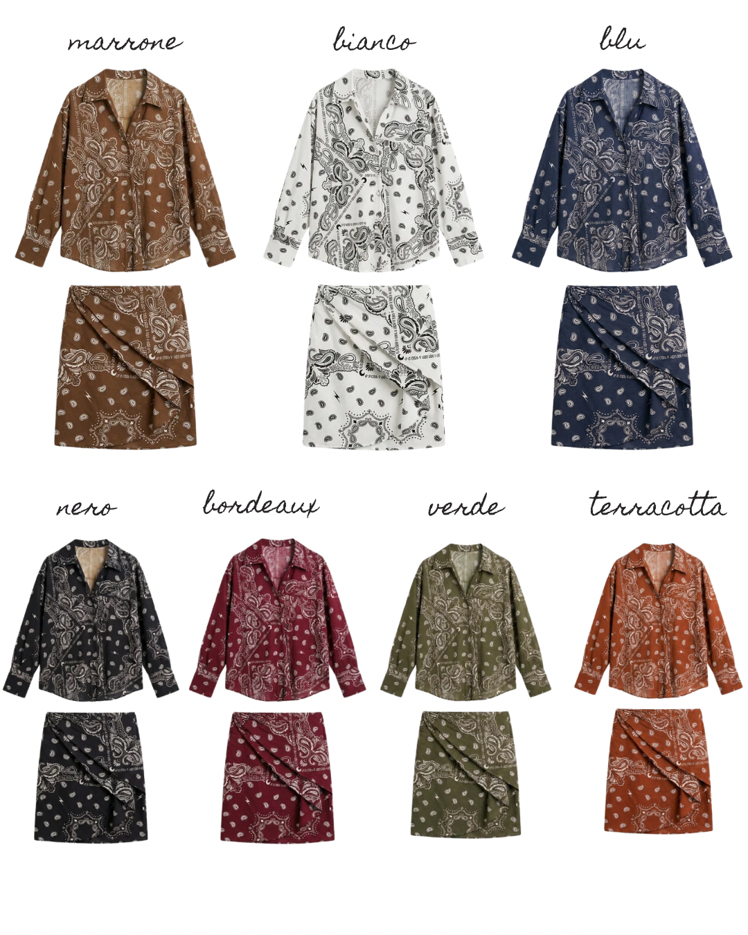 Coordinato bandana 100% cotone (camicia + gonna)