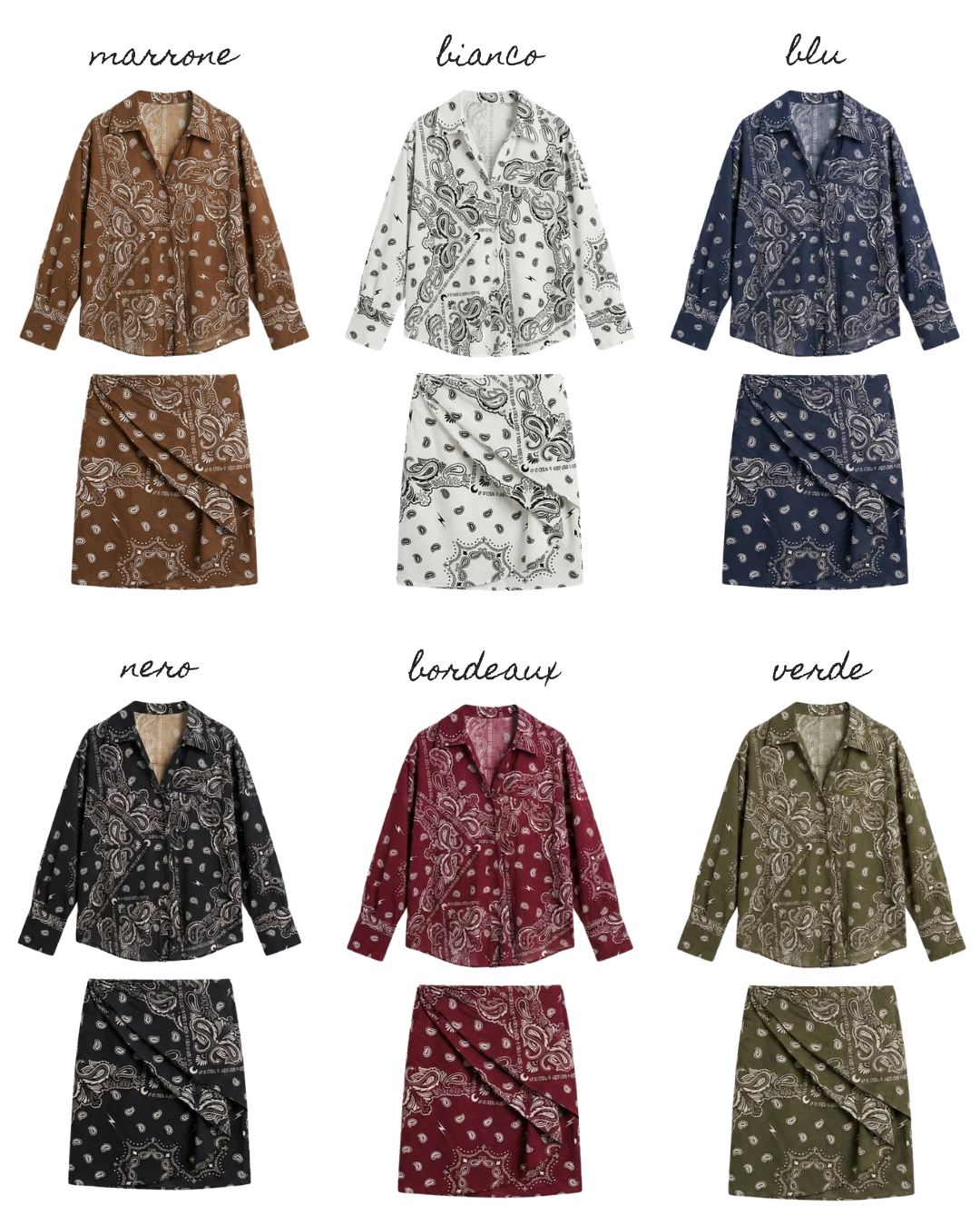 Coordinato bandana 100% cotone (camicia + gonna)
