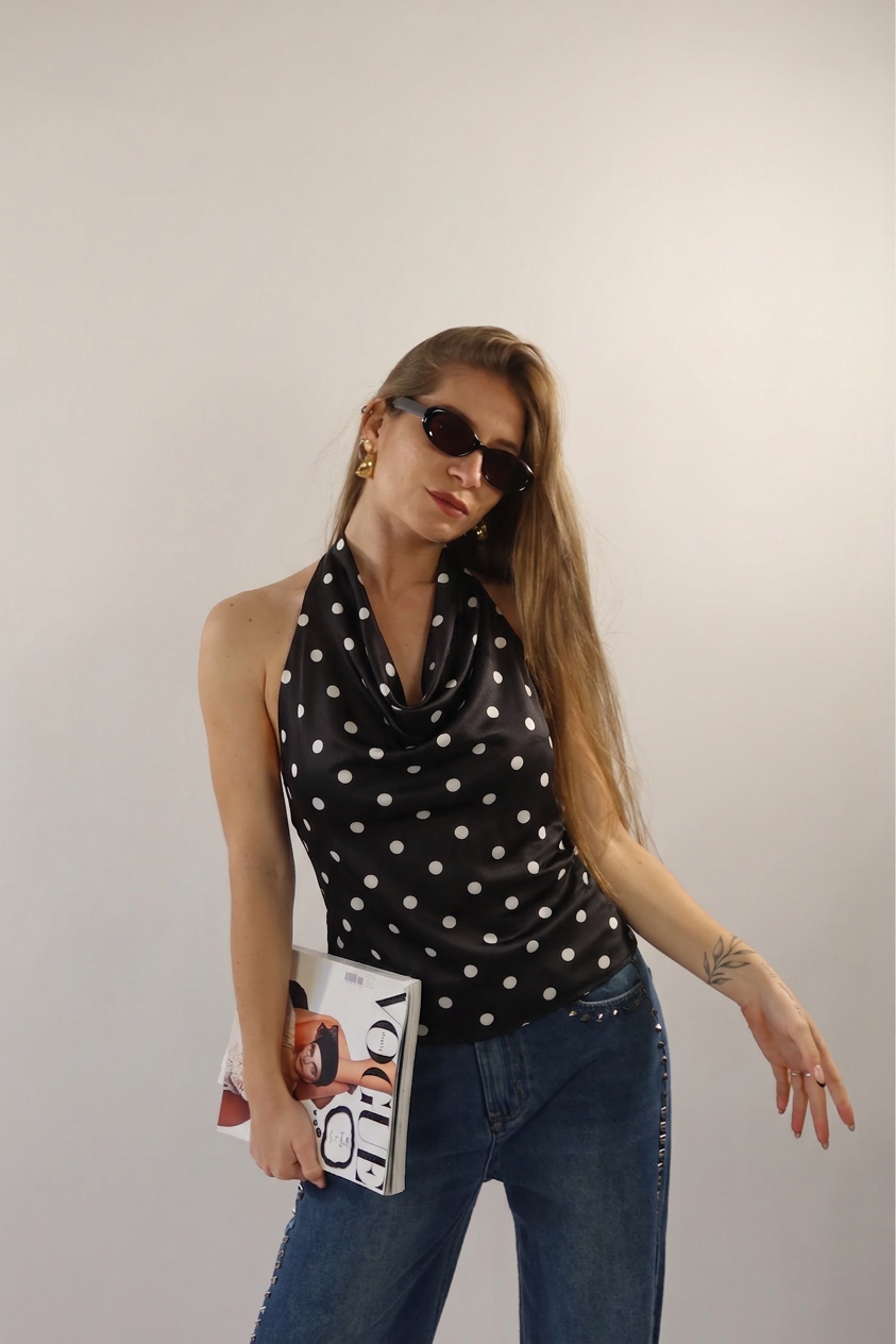 Top satin pois
