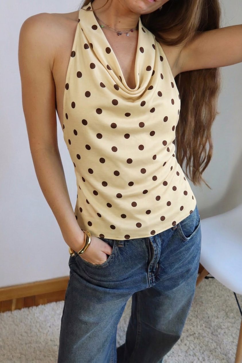 Top satin pois