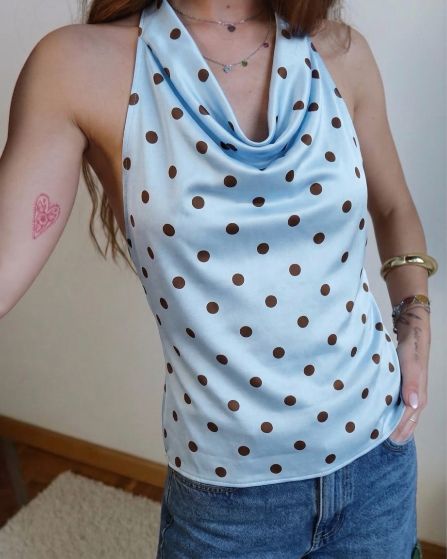 Top satin pois